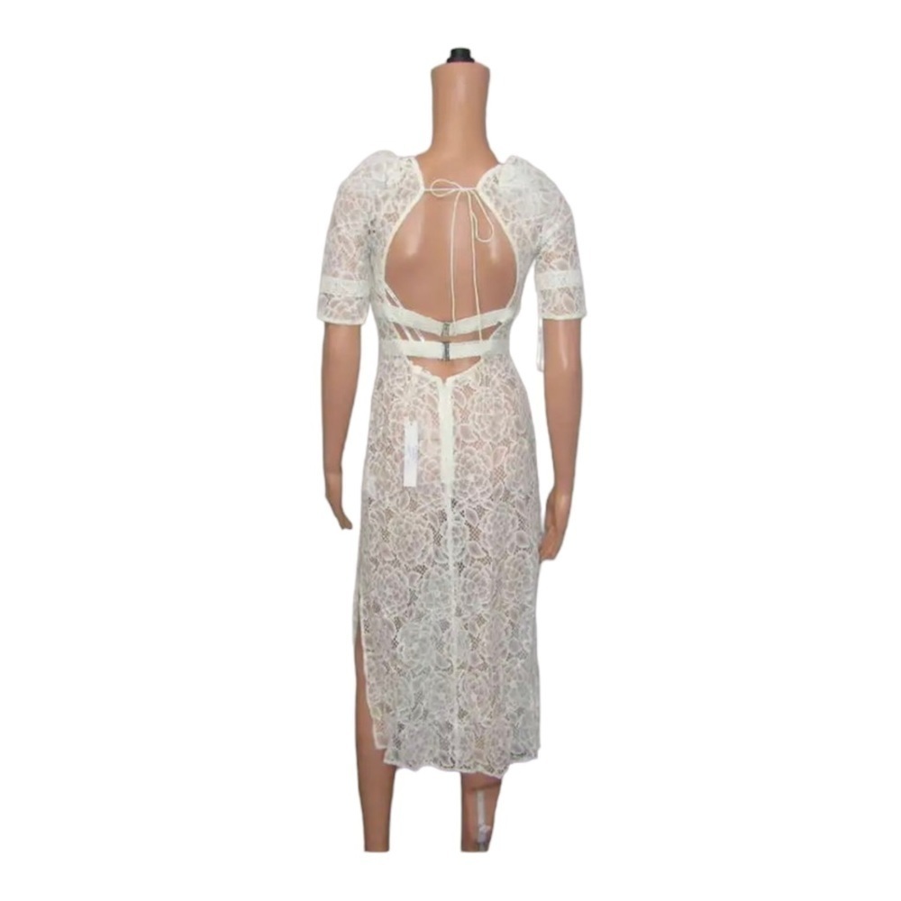 For Love & Lemons White Lace Midi Dress Open Back Bridal S NWT - Picture 15 of 15